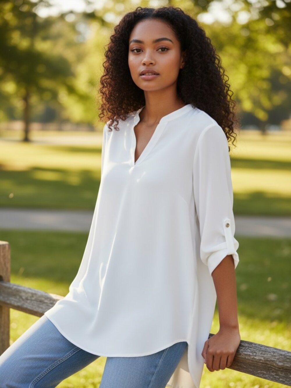 Women's New Cato Ivory Extreme High-Low Popover Top Size Small